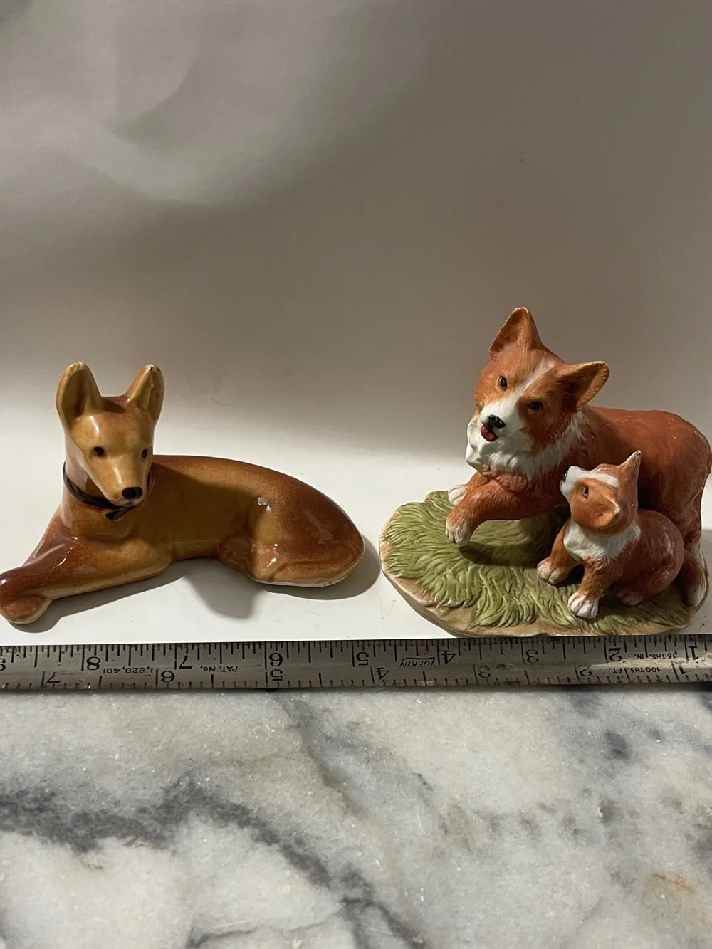 Vintage Lot Handmade & Painted Corgi Dogs Figurine & German Sherperd Ceramics